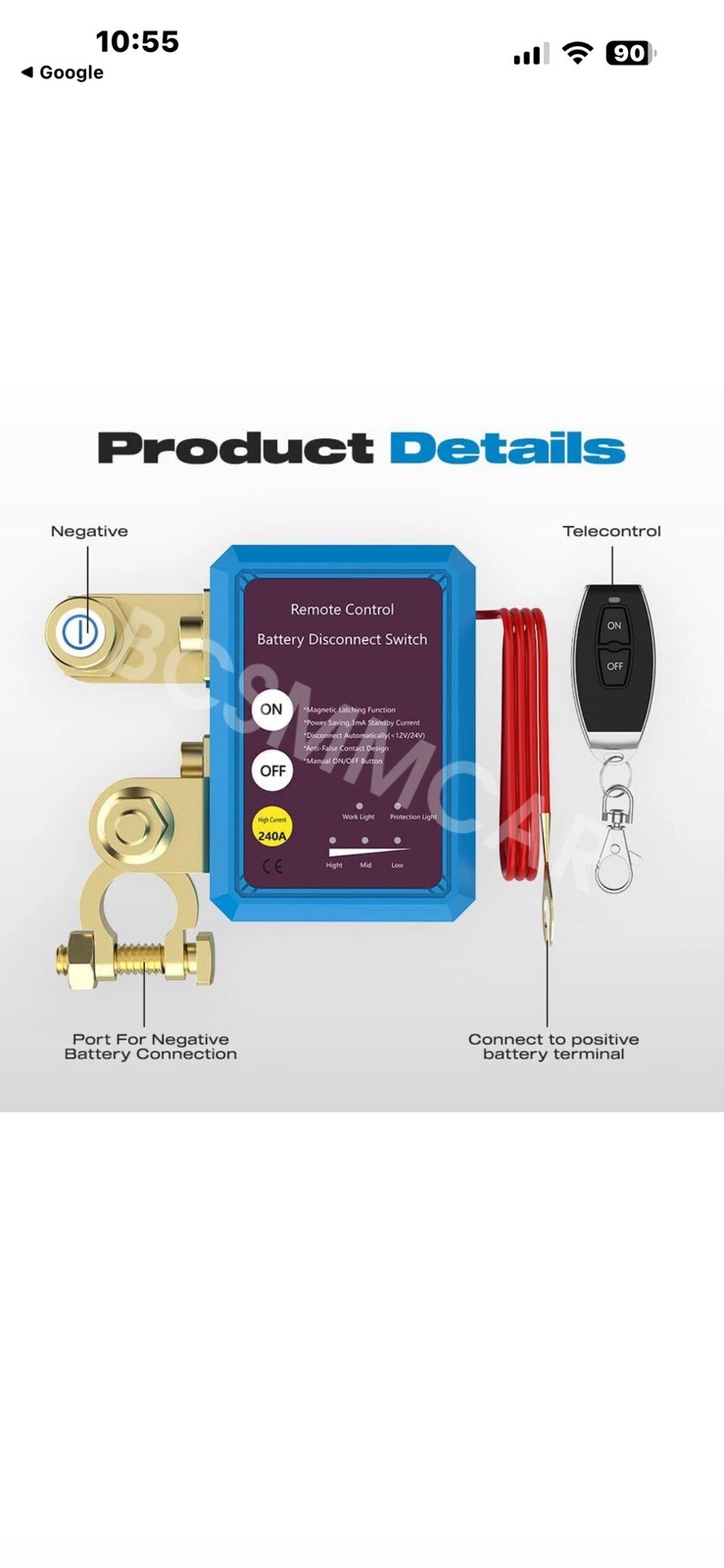 Remote Battery Disconnect Switch 12V 240A Battery Kill Switch for Auto RV ATV