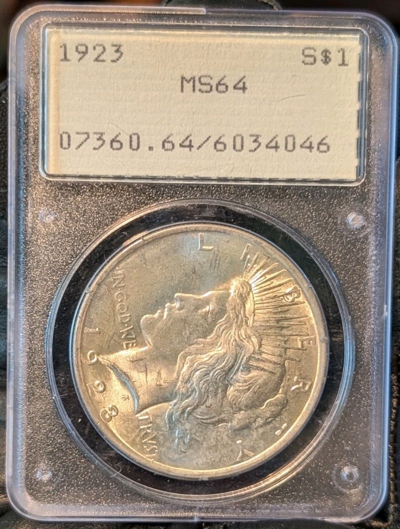 1923 P Peace Dollar PCGS MS 64 OGH Rattler