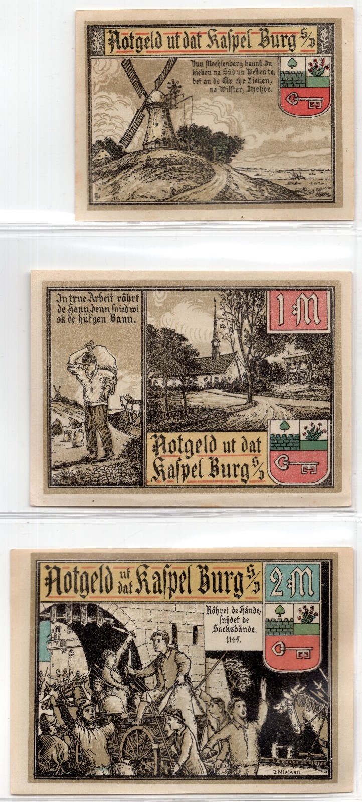 1916 Germany Kaspel Burg Notgeld 3 Note Set (3100)