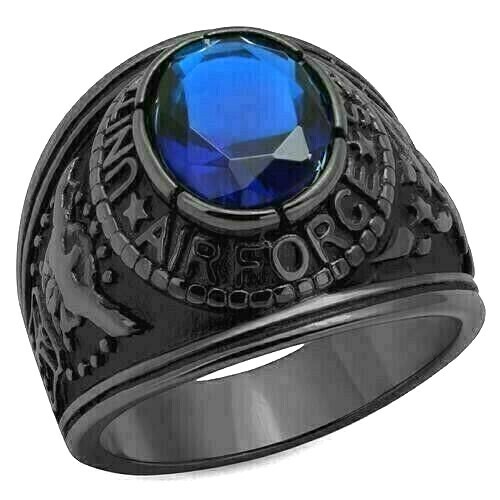 Stainless Steel USA Black Air Force USAF Military United States Ring US Seller
