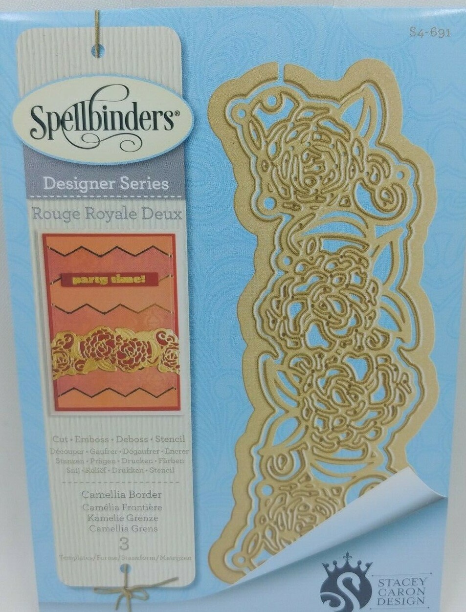 SPELLBINDERS Designer Series "Rouge Royal Deux Camellia Border"  3 designs