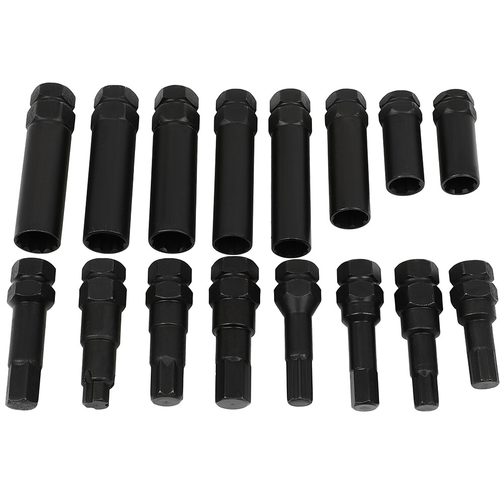 New 16 PCS Security Locking Lug Nut Master Key Set Wheel Lock Removal Kit Tool