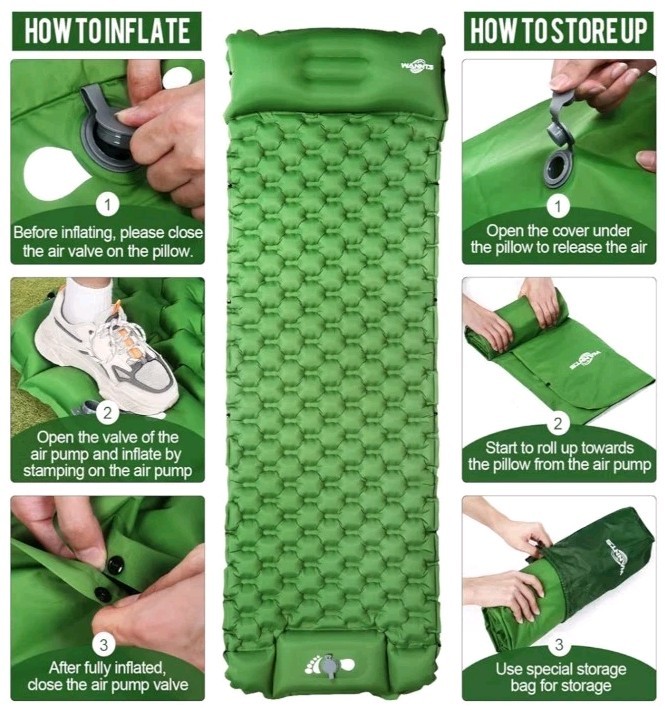 WANNTS Sleeping Pad, Ultralight Inflatable Sleeping Pad for Camping, Built-in...
