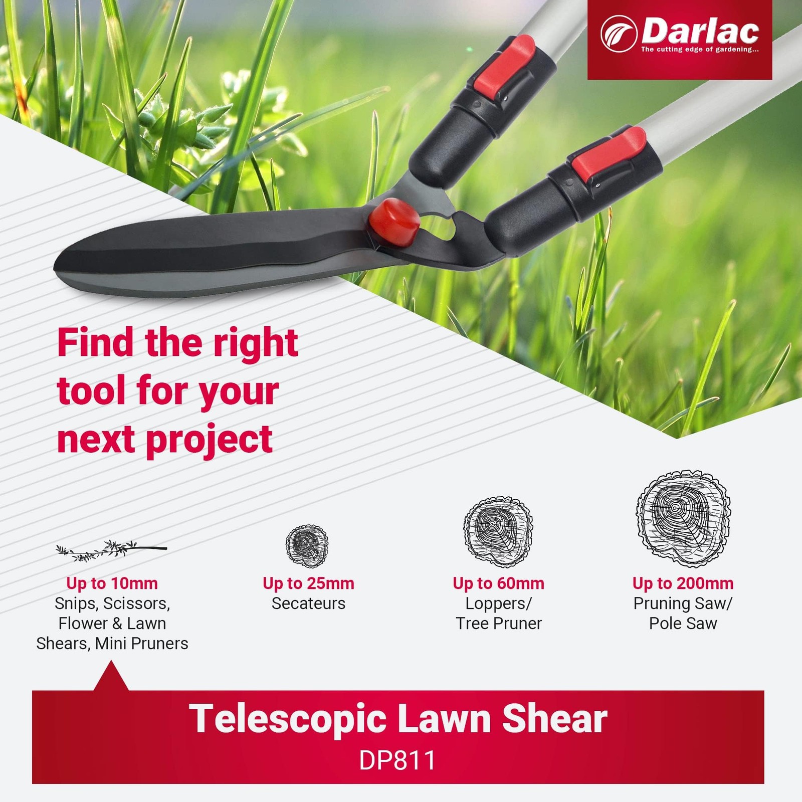 Flip Lock Telescopic Lawn Shear by Darlac - Single, Classic