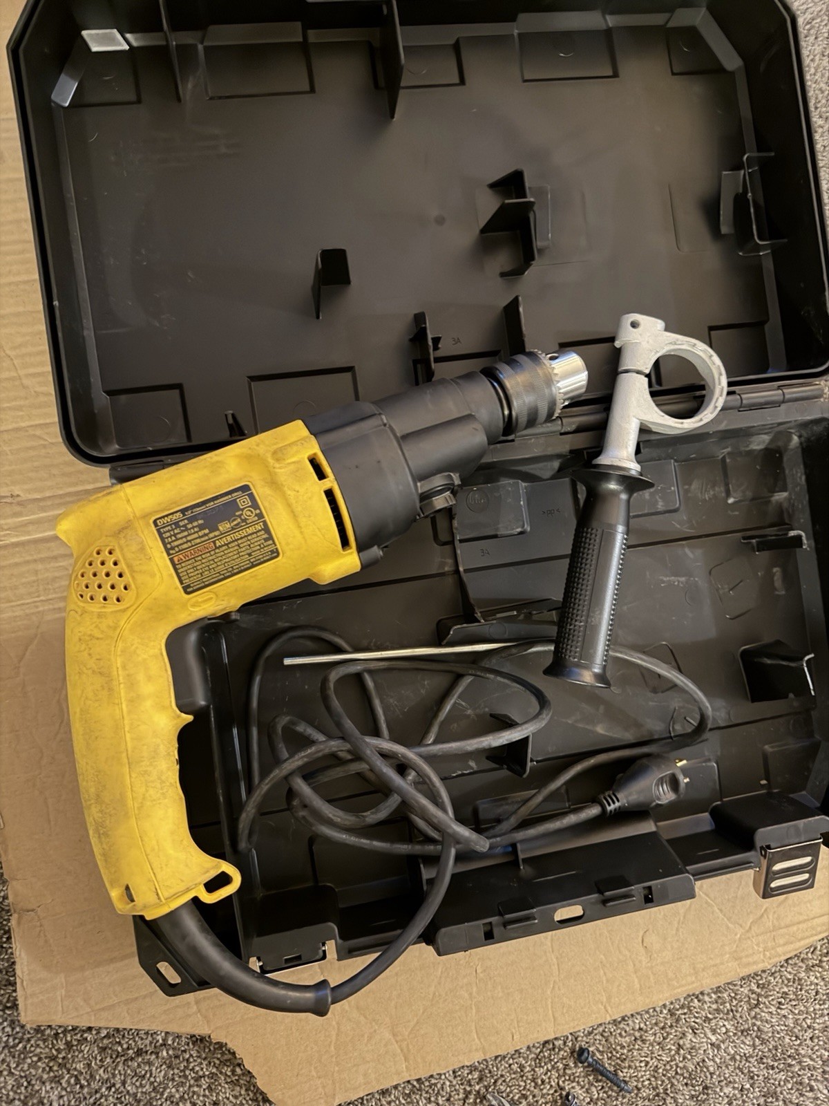 DeWalt DW505 1/2" VSR Hammer Drill. Corded. With Case.