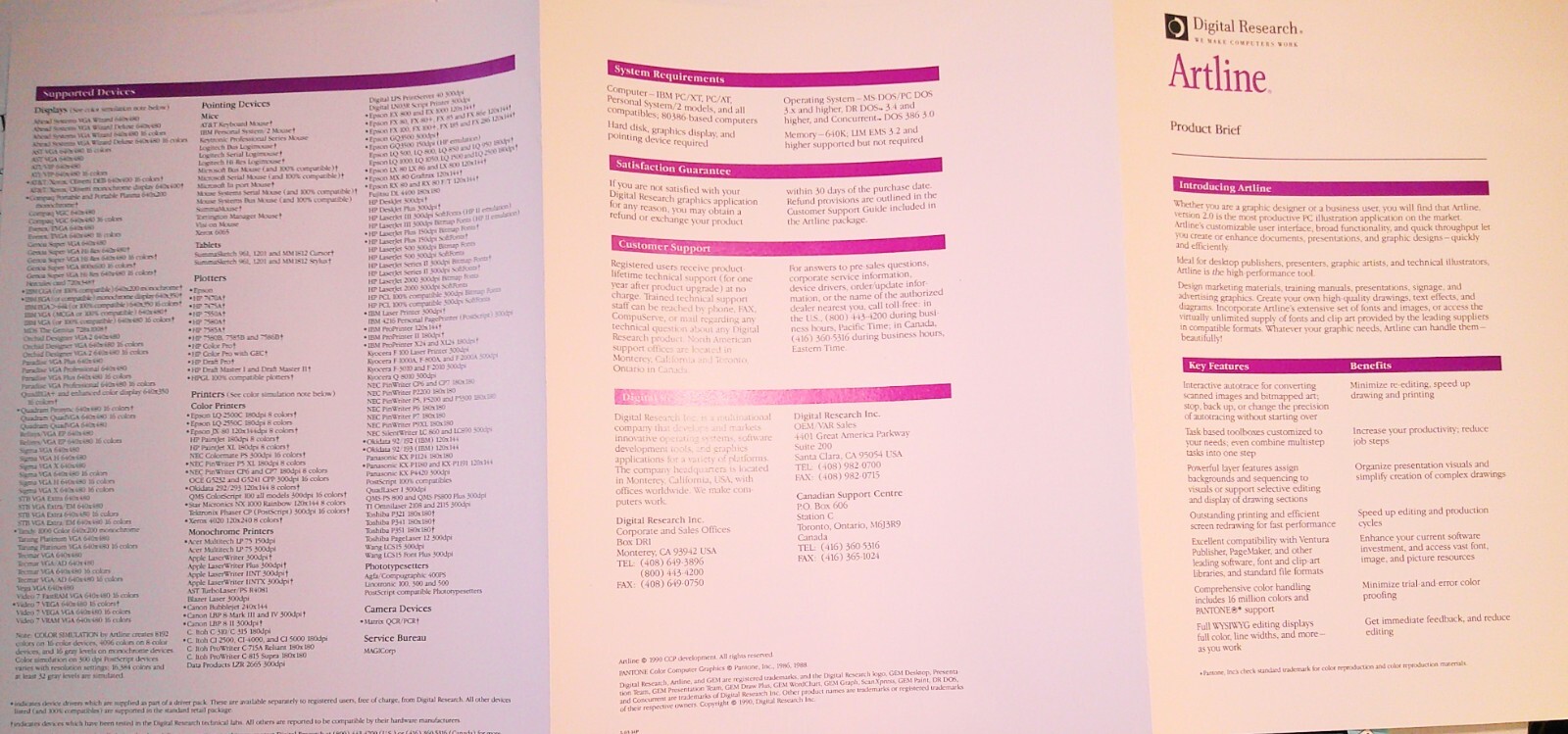 Digital Research Press Kit, 1990 - Artline, Dr. Dos & Presentation Team.