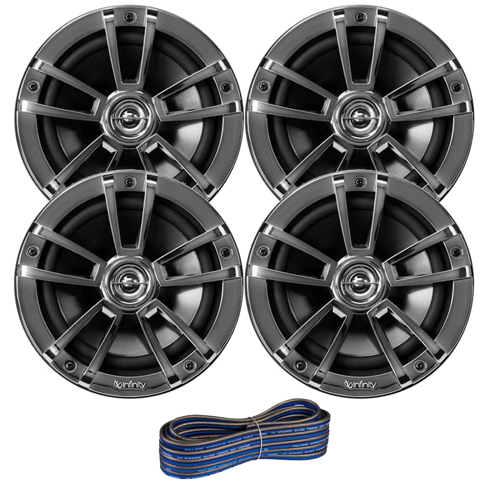 Infinity 6.5" Marine Speakers (Qty 4) 2 Pairs of OEM Replacement Chrome