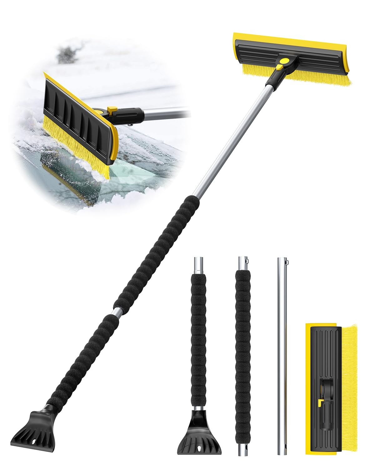 55.7" Snow Brush and Ice Scraper for Car SUV Truck 270° Pivoting Head Blue