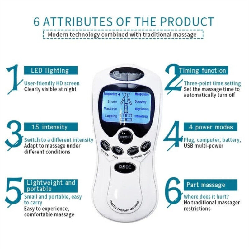 Electric Stimulation Pulse Muscle Massager Tens Unit Machine Therapy Pain Relief