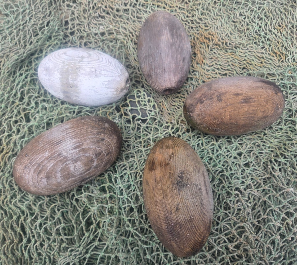5 Five Wooden Floats - Fishing Floats - Lot of 5 Floats -Nice Character & Wear B