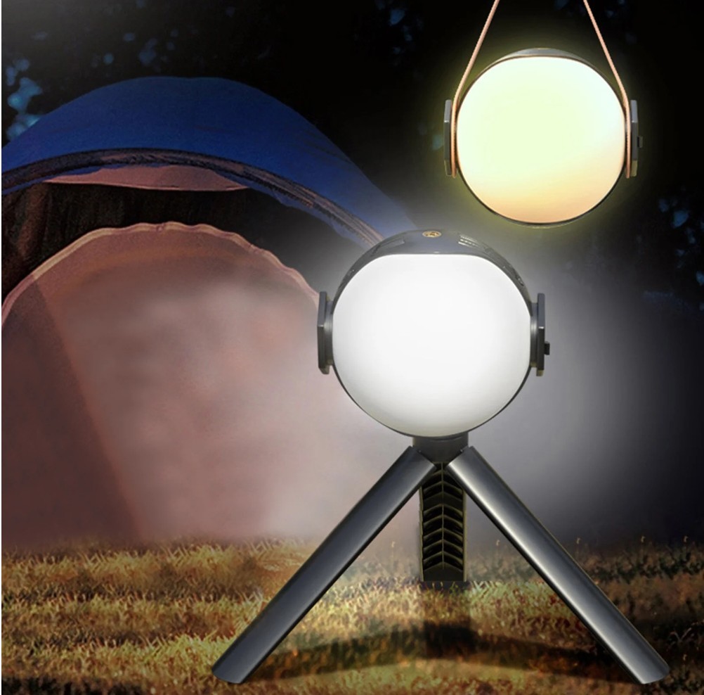 LED Camping Lantern Type-C Rechargeable 2400mAh Portable Faux Leather Handle