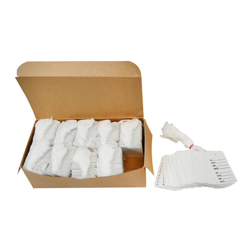 WHITE 1000 PCS Large Perforated Strung Hang Tags WITH STRING Coupon Price Paper