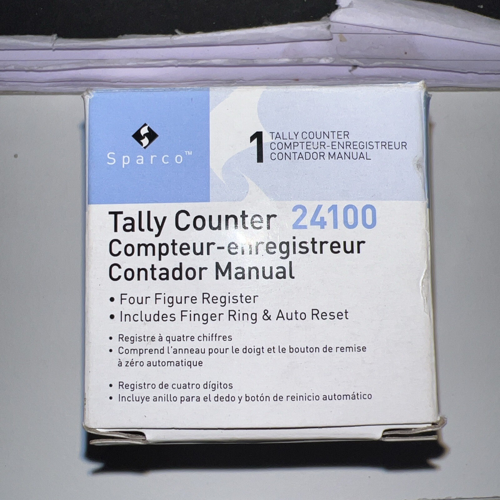 Sparco Hand Tally Counter  4 Digit  Finger Ring  Handheld  Nickel Plated