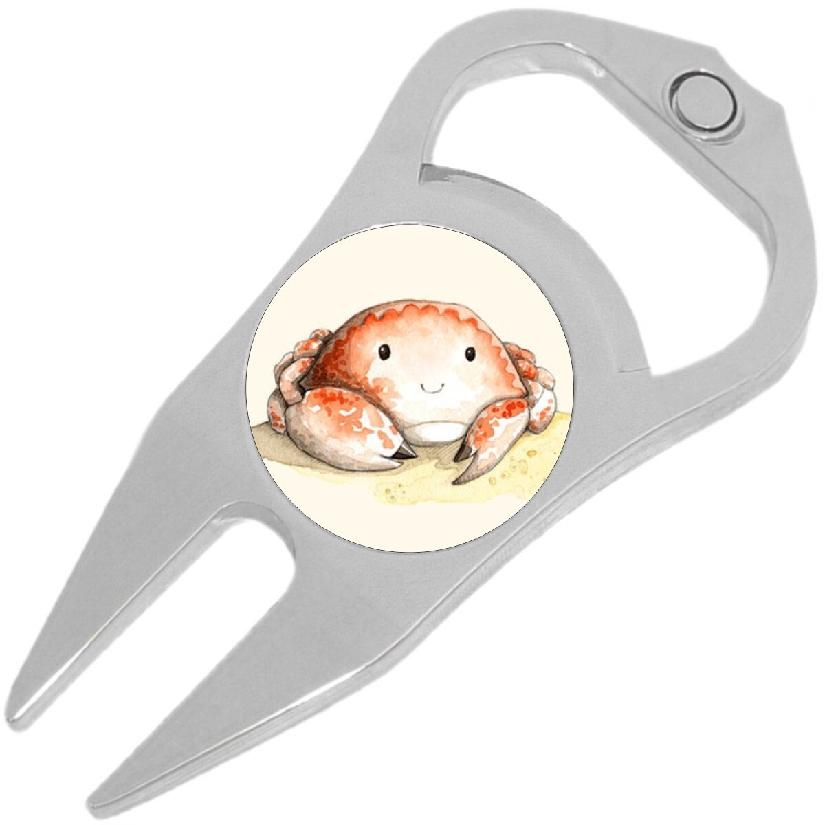 Watercolor Crab Golf Ball Marker Divot Repair Tool Bottle Opener