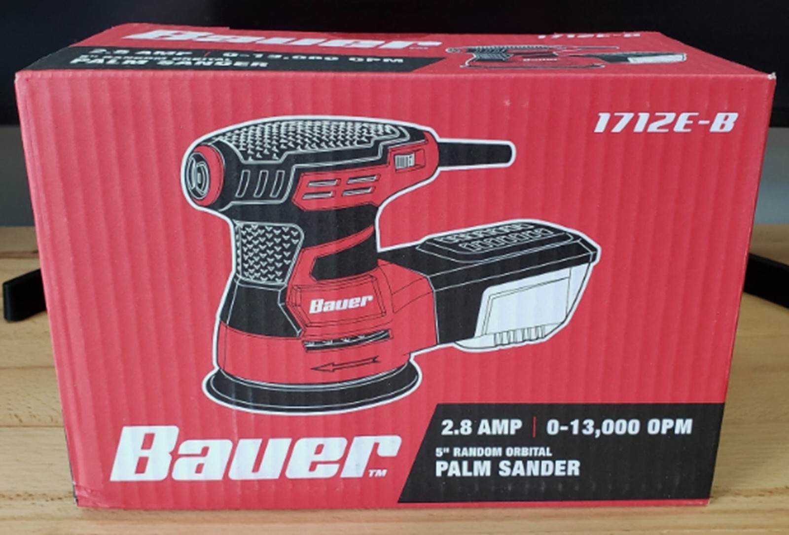 Bauer 63999 Random Orbit Palm Sander – 5" 2.8 Amp Industrial Fan-Cooled Motor