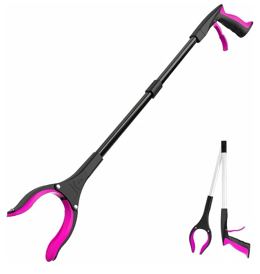 Grabber Reacher Tool - 32” Extra Long Foldable Gripper and Reaching Tool - Pink