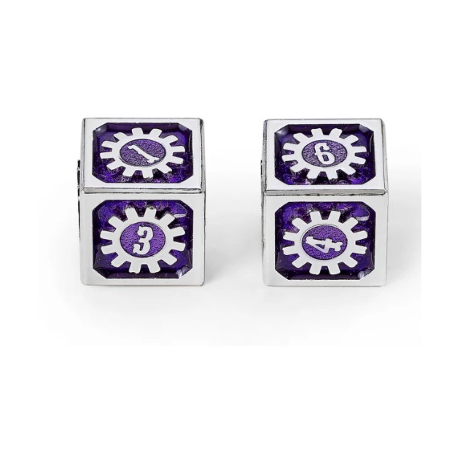 HYMGHO Cogcraft Fidgets 17mm 2d6 Chrononaut Set - Purple & Silver (2) New
