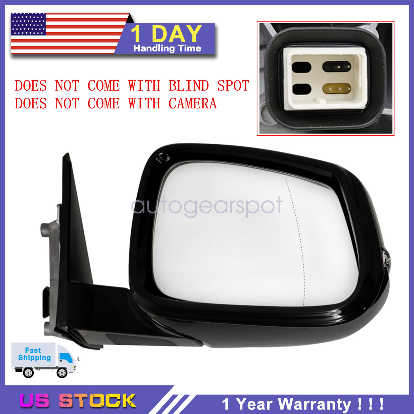 For BMW X2 2018-2022 Right Side 5Pin White Heated Power Fold Mirror Assembly