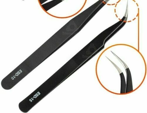 2PCS ESD Tweezers for Nozzle For 3D Printer Filament Cleaning Straight Curved