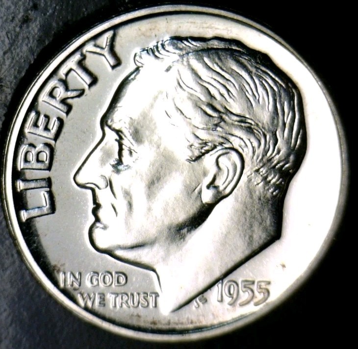 1955 SILVER Proof Roosevelt Dime 10c, Taken From Storage Needs A New Home 🔥