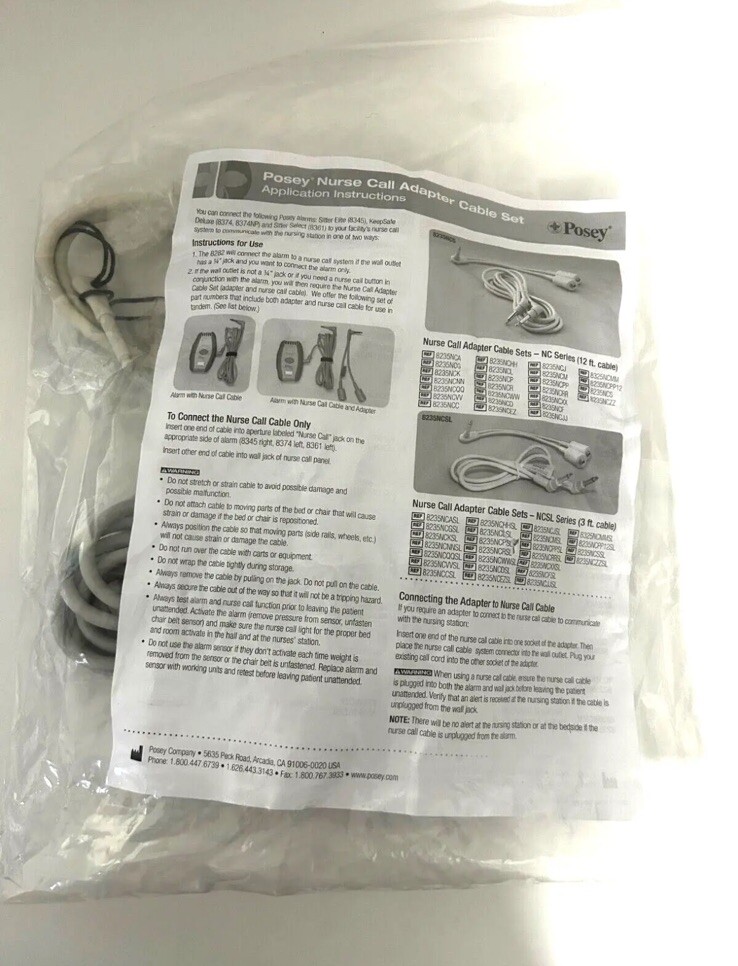 Posey Nurse Call Adapter Cable Set 8235NCS
