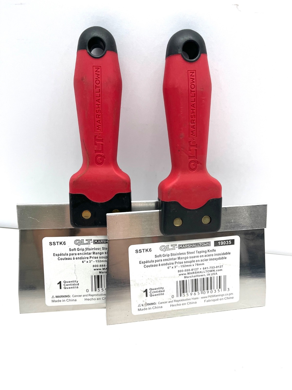 NEW - 2pk QLT By Marshalltown Soft Grip 6" Stainless Steel Taping Knife, SSTK6