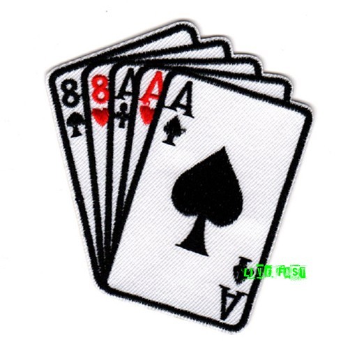 DEAD MANS HAND PATCH Embroidered Iron On aces & eights poker hand gambler biker