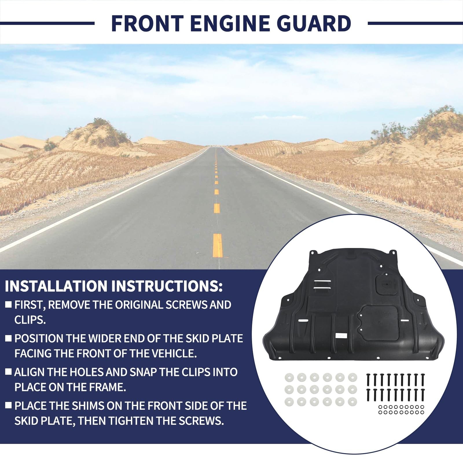 Front Engine Under Splash Shield Guard Fit for Jeep Cherokee 2014 2015 2016 2...