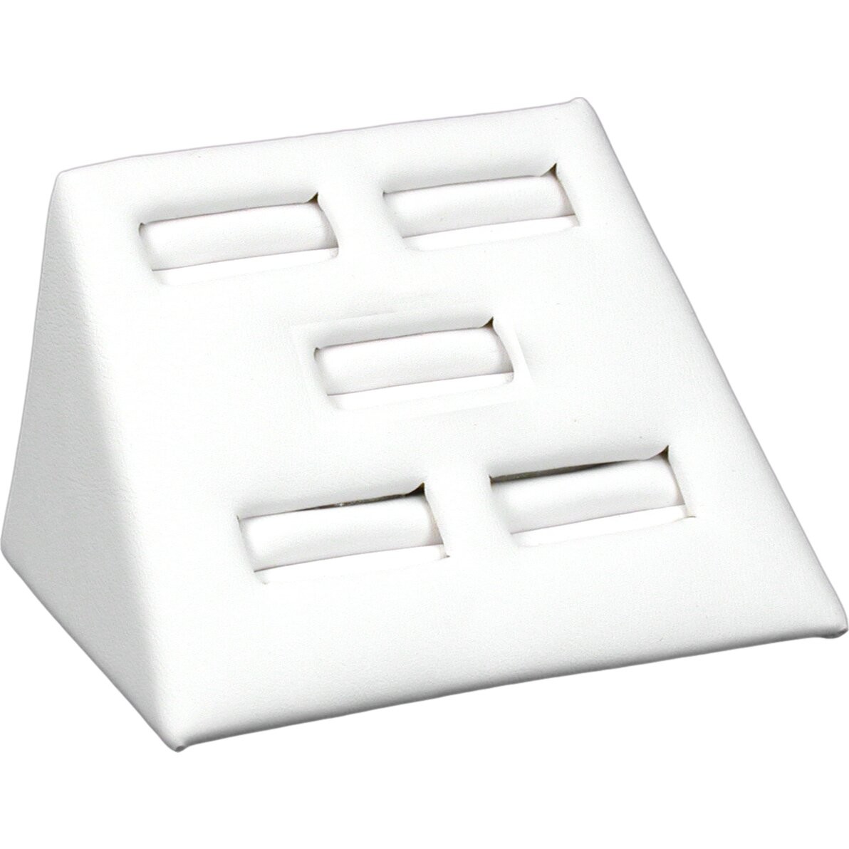 White Leather 5 Slot Ring Stand Jewelry Display 2"