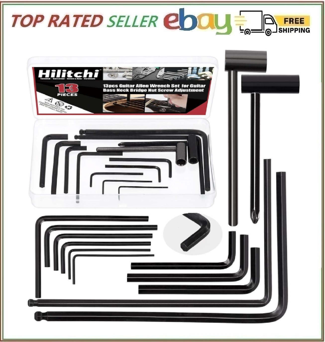 13Pcs Guitar Wrench Set - Truss Rod & Allen Wrenches for Neck Bridge Adjustment