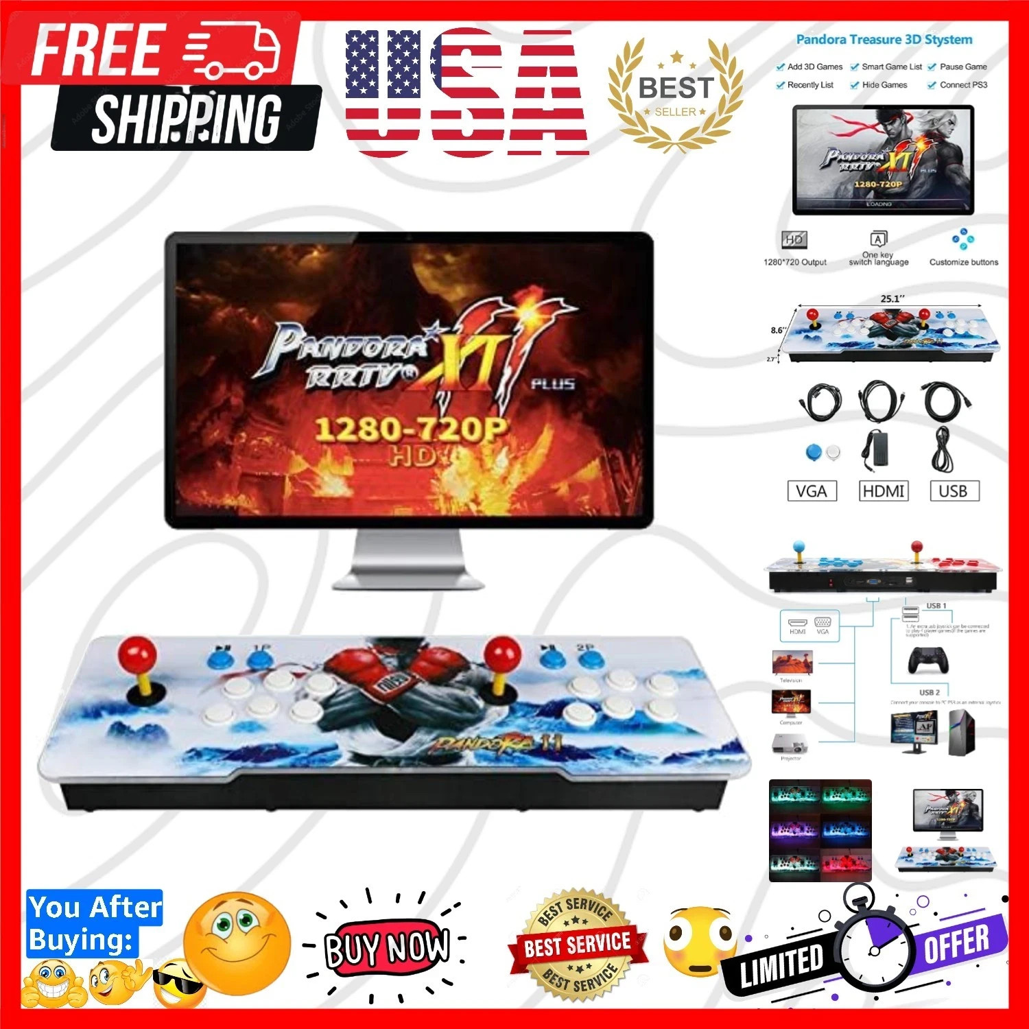 30000 Classic Arcade Game Machine 2 Players Pandoras Box 11 1280x720 Full HD ...