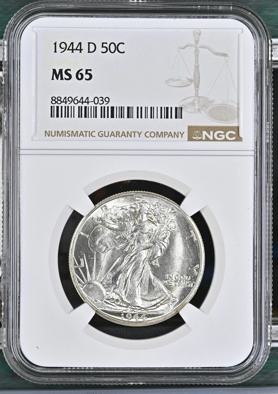 1944 D Walking Liberty Half Dollar NGC MS-65