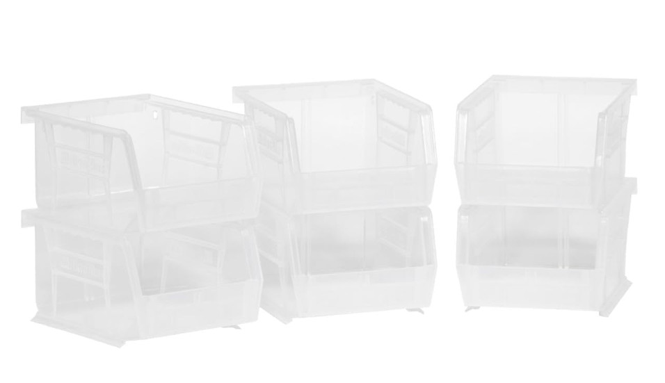 Juego de 6 Contenedores Transparentes Apilables para Garaje y Organización,Nuevo