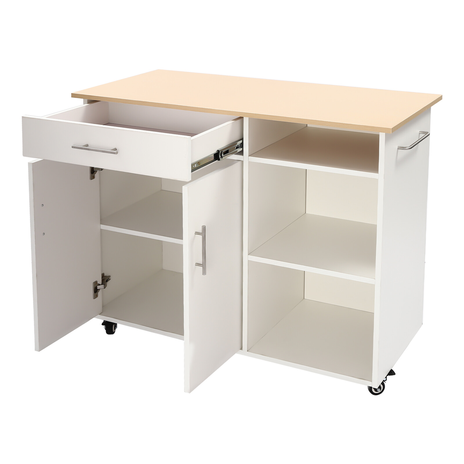 Island Side Table Kitchen Cart Rolling Kitchen Free Standing Trolley w/Drawer