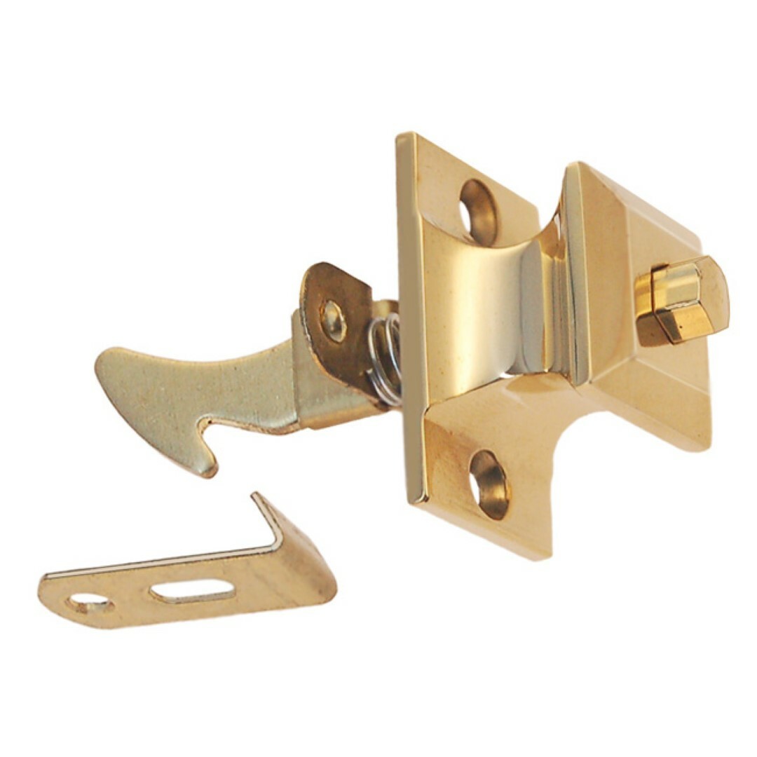 PUSH BUTTON LATCH Square Knob brass cabinet cupboard pull door drawer antique