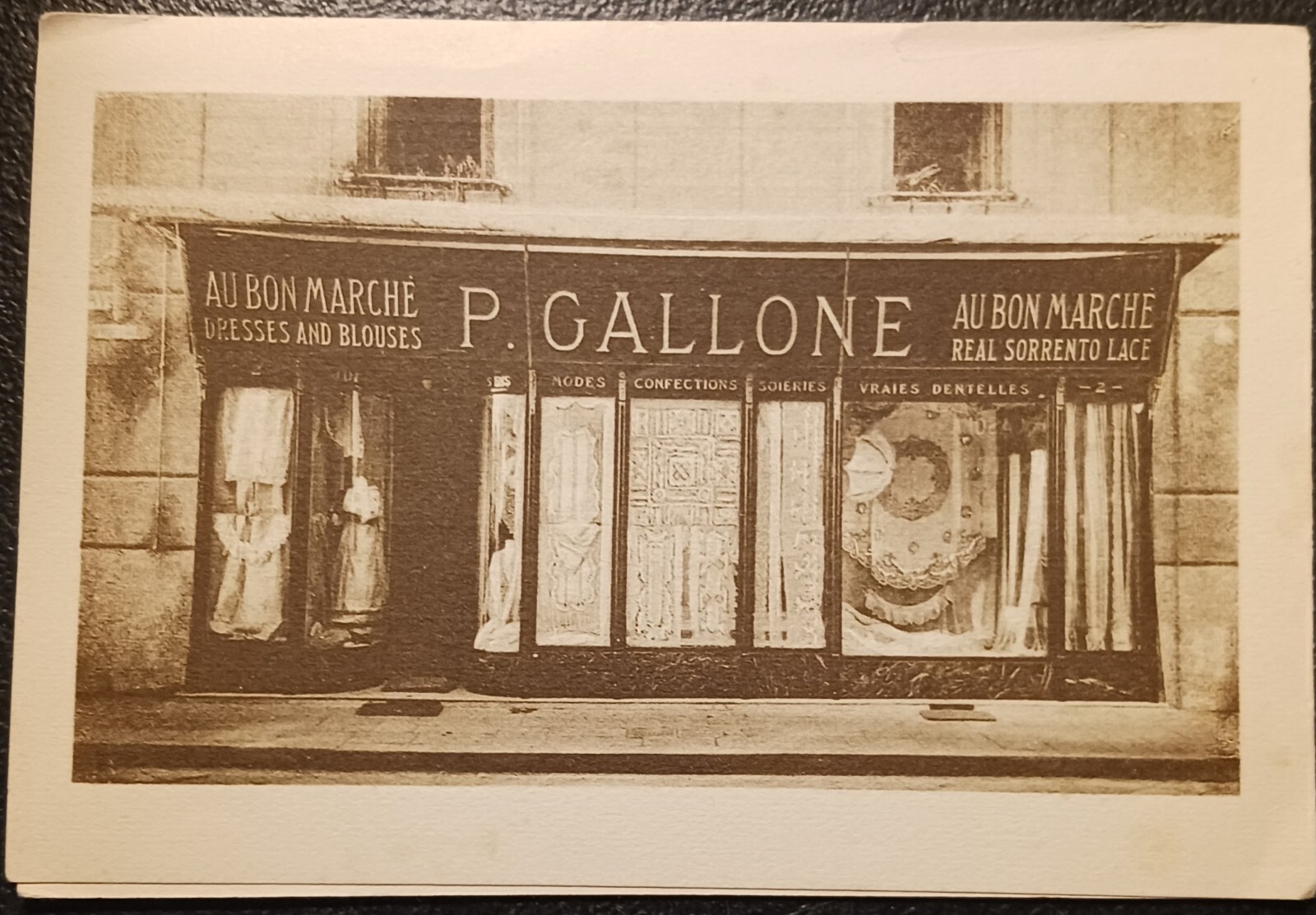 Antique P Gallone Lace Dress Store Advertising Sorrento Italy 1920s Ephemera