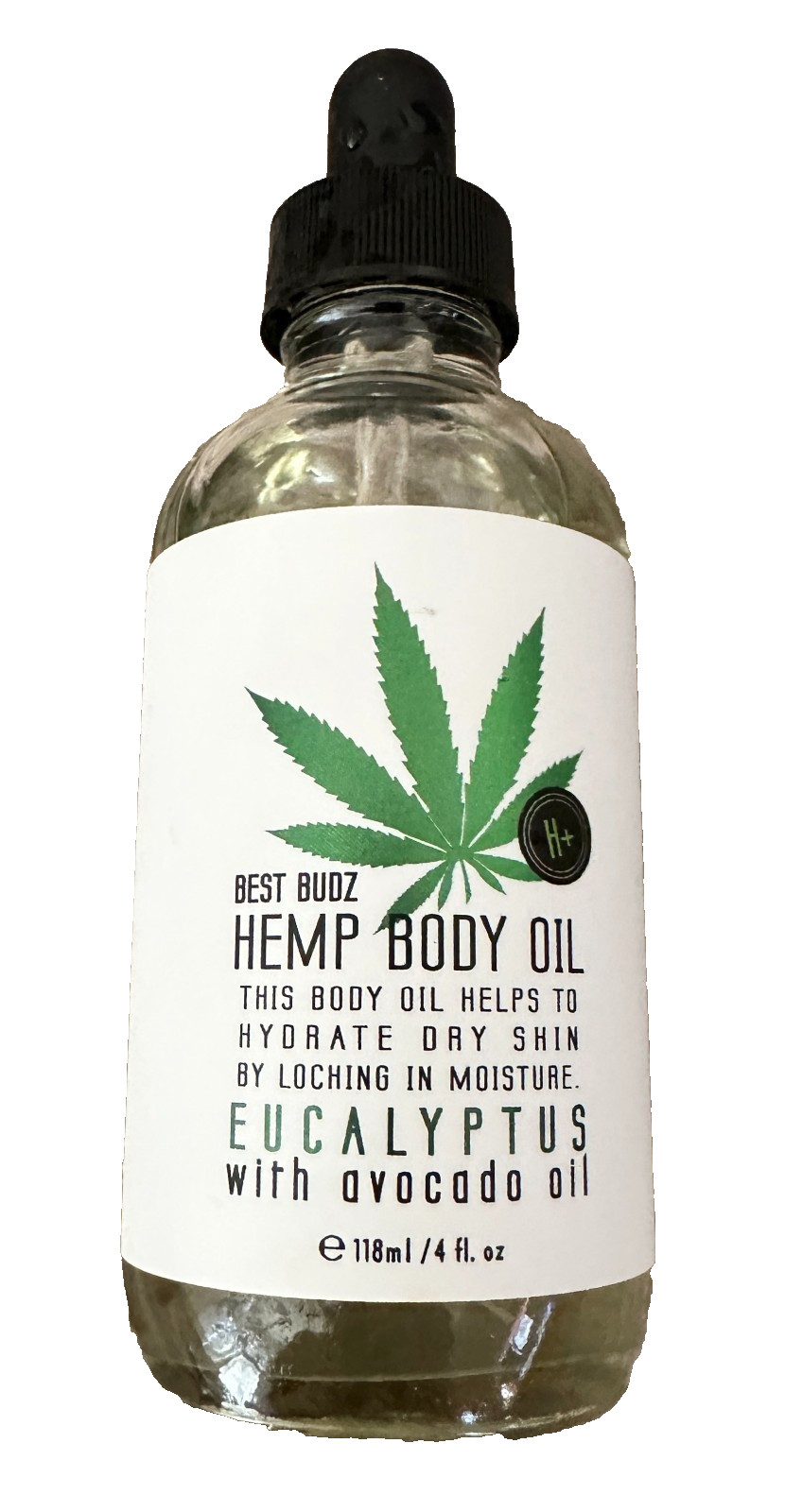 NEW Best Budz Home & Body Company Hemp Body Oil Eucalyptus Avocado USA Made 4 oz