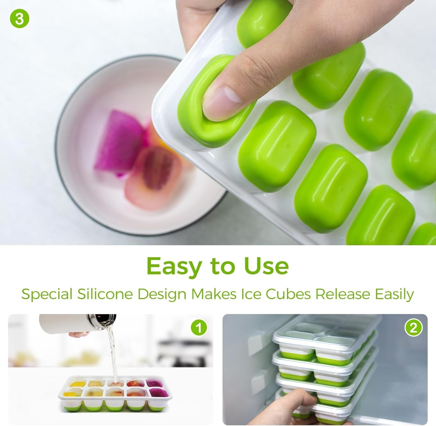 Elegant Stackable Ice Cube Trays with Spill-Resistant Lids - Dishwasher Safe