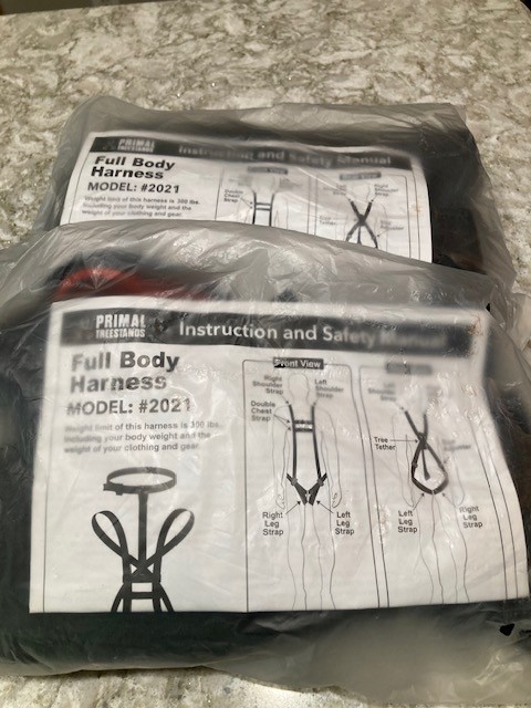 2 Brand New Primal Treestands #2021 Full Body Safety Harness - 300 LB Limit
