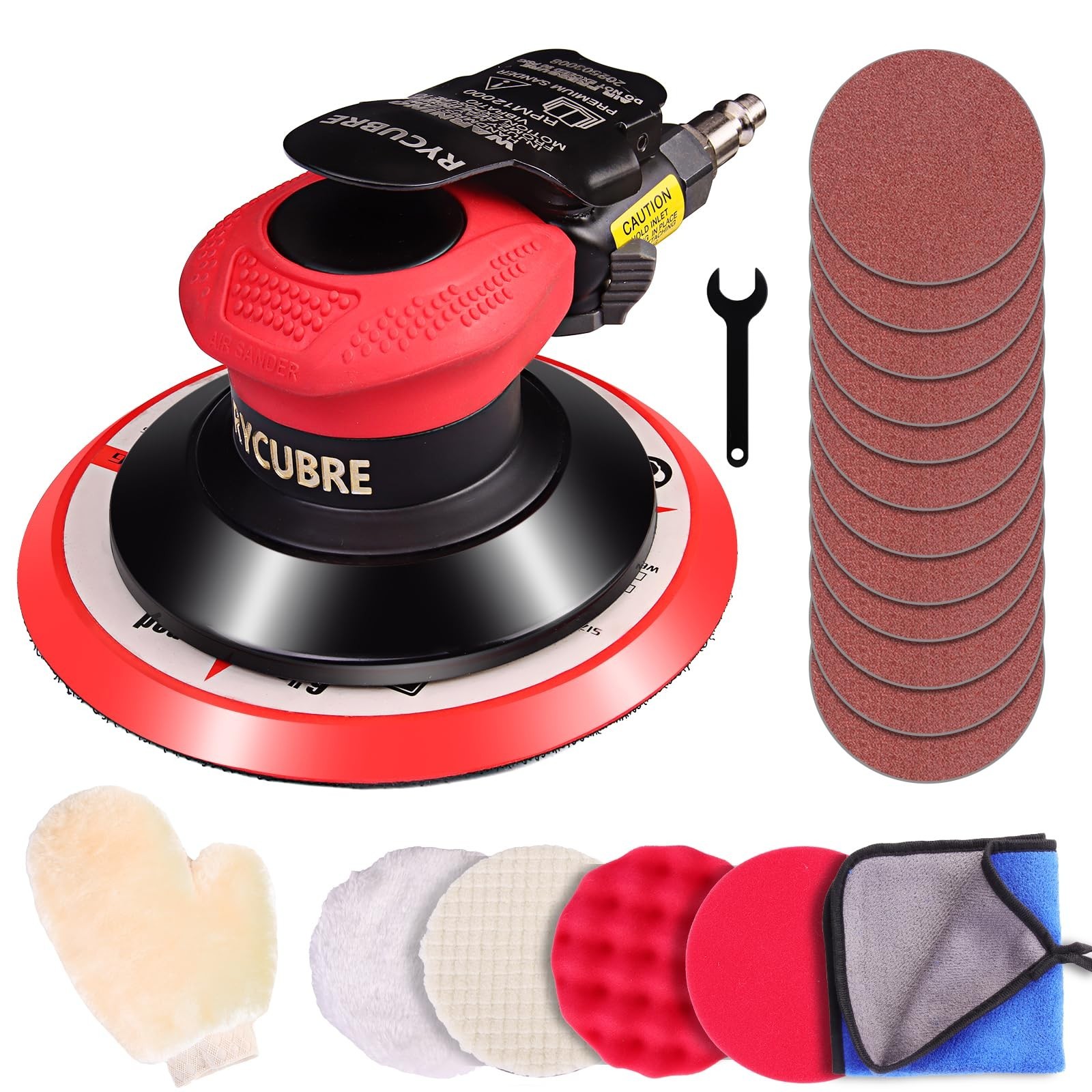 Pneumatic Air Sander 6 Inch DA Palm Sander, High Speed Random Orbital Sander ...