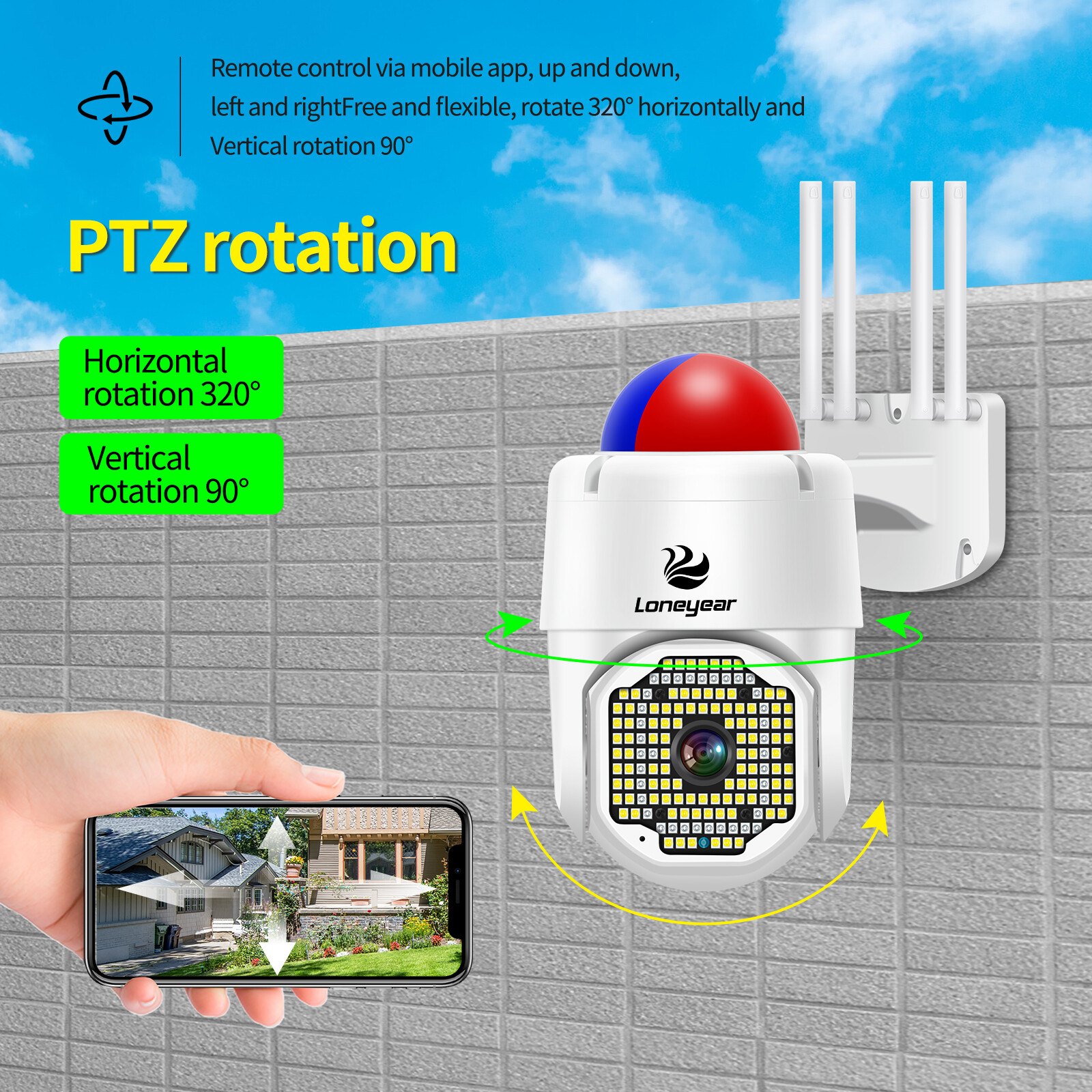 1080P HD Outdoor IP Camera Wireless Wifi CCTV PTZ Smart Home Security IR Camera
