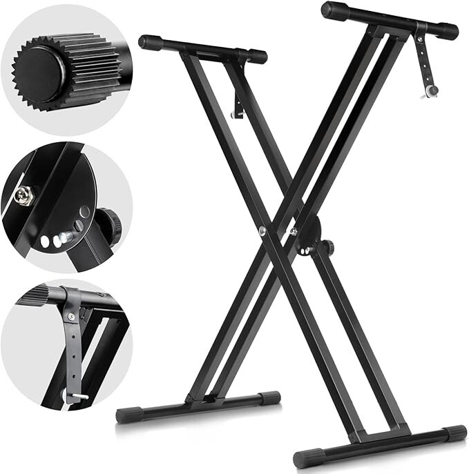 Soporte para teclado ajustable con doble soporte en forma de X para piano. neuvo