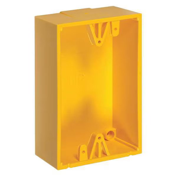 Back Box, Polycarbonate, 3.2 in Width, 1.6" Depth, Yellow Safety Technology