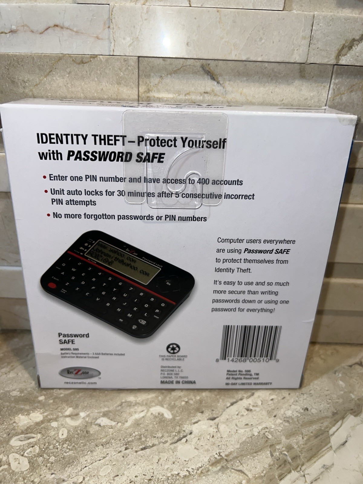 RecZone Password Safe Model 595 Electronic Password Organizer NIB