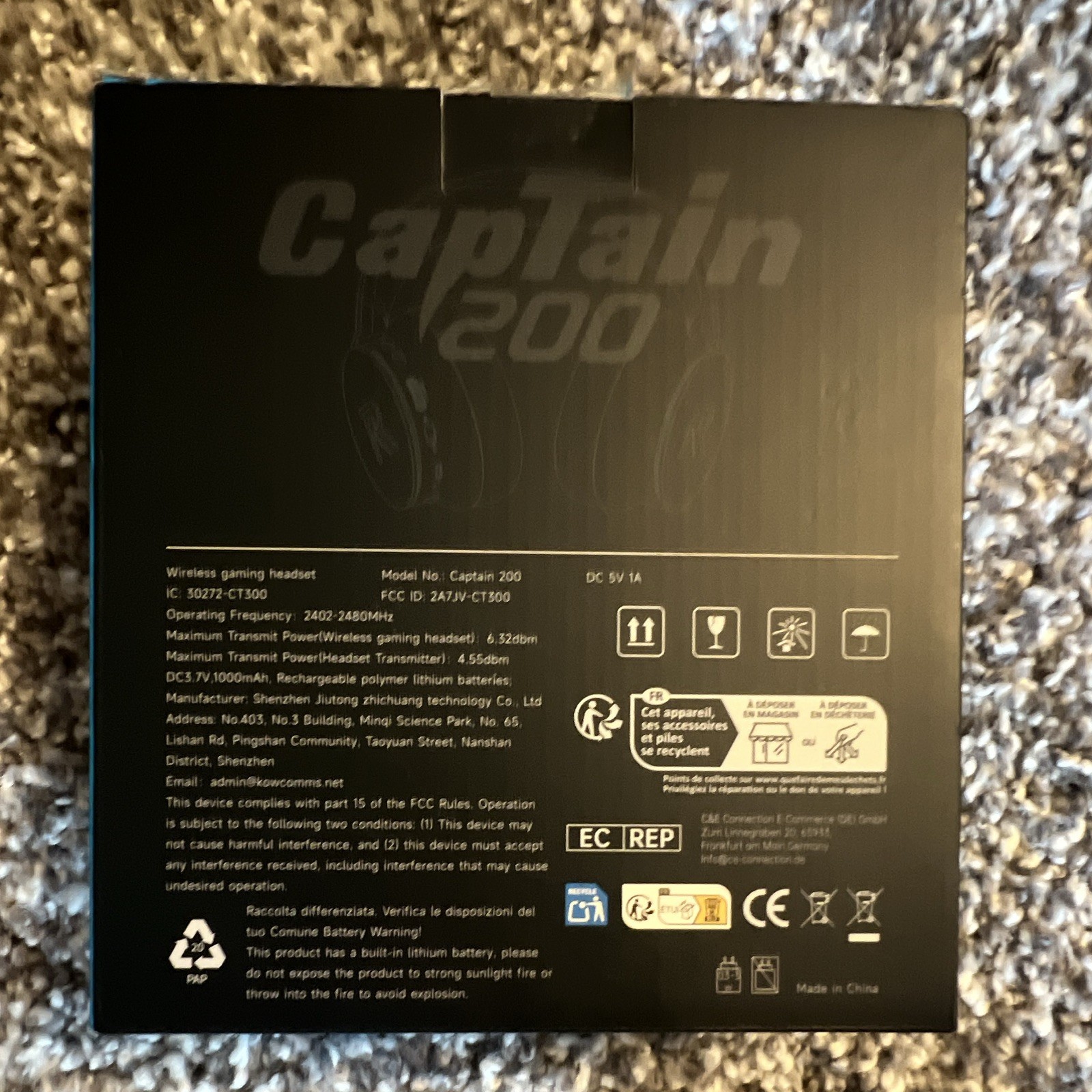 RYR Captain 200 Wireless Gaming Headset, Bluetooth/USB/3.5mm, Black