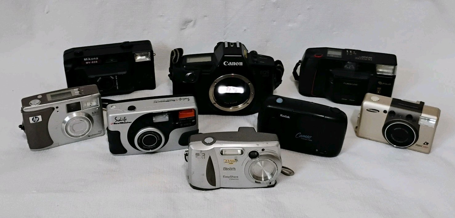 Mixed Brands Camera Lot Of 8 For Parts Or Repair Only-Samsung Kodak Canon