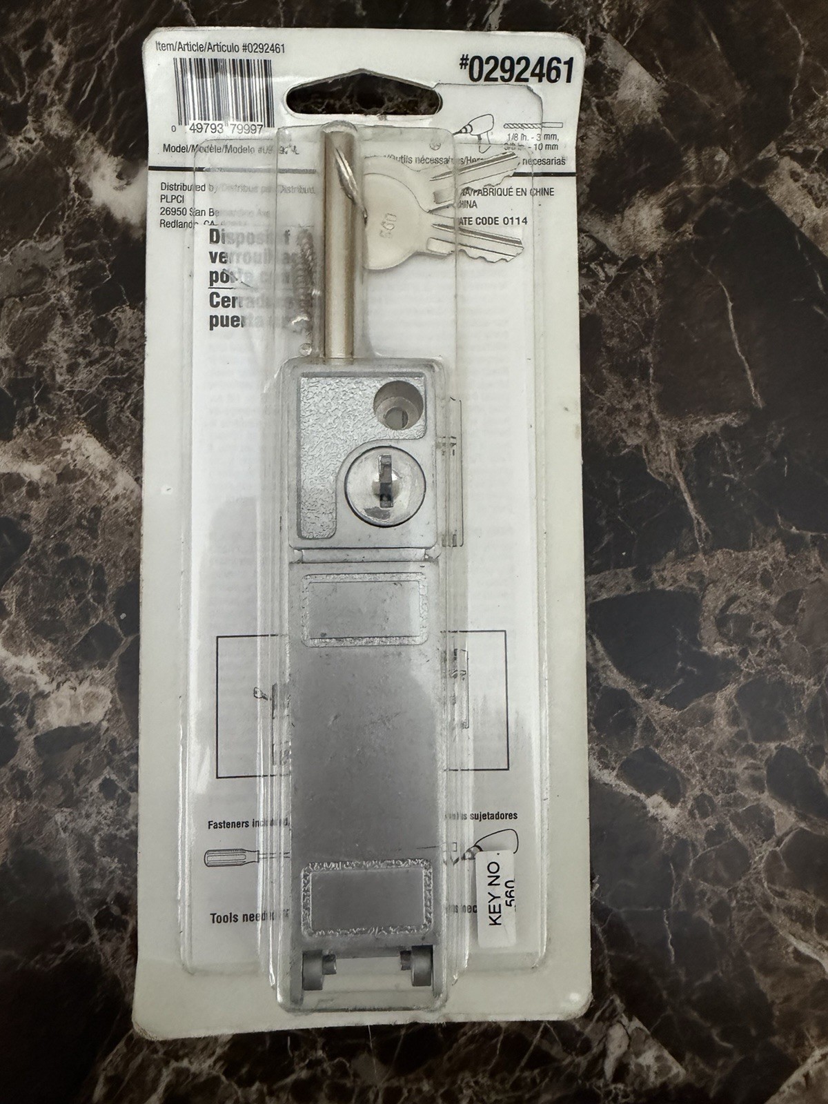 Gatehouse Sliding Patio Door Keyed Lock Aluminum Finish Security 0292461