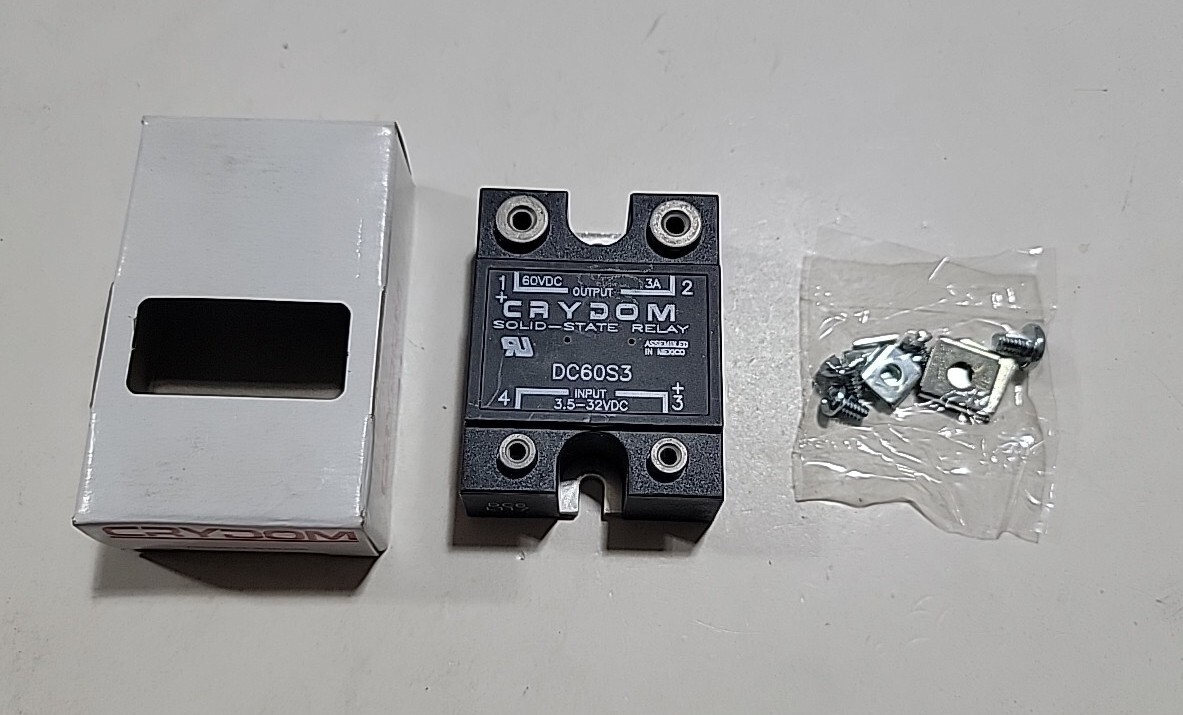 Crydom Solid-State Relay DC60S3, 60VDC Output (3A), 3.5-32VDC Input, Panel Mount