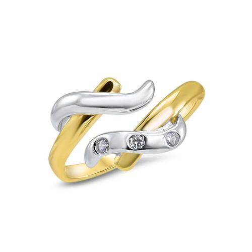 Toe Ring 14KT Solid White Gold Yellow Gold Adjustable 3 CZ gemstone