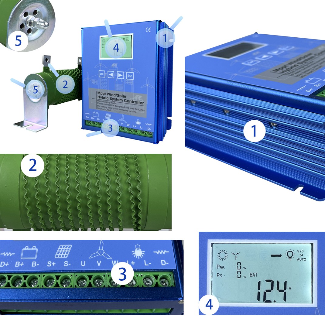 Smart Power Controller LCD Bluetooth Solar Wind Auto Transfer Switch 12V 24V 48V